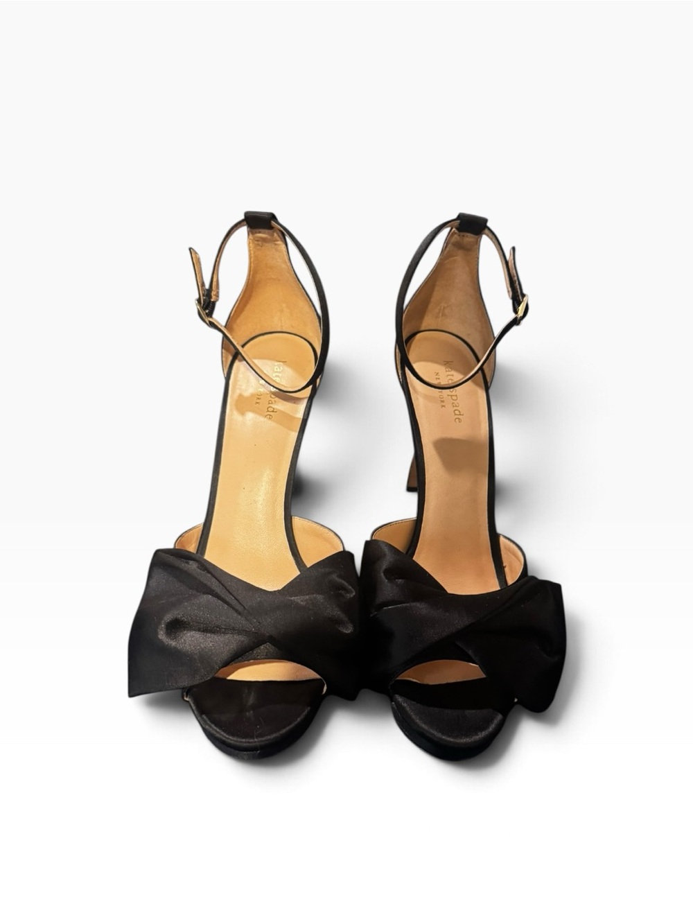 kate spade Black Satin Bow Ankle-Strap Pumps